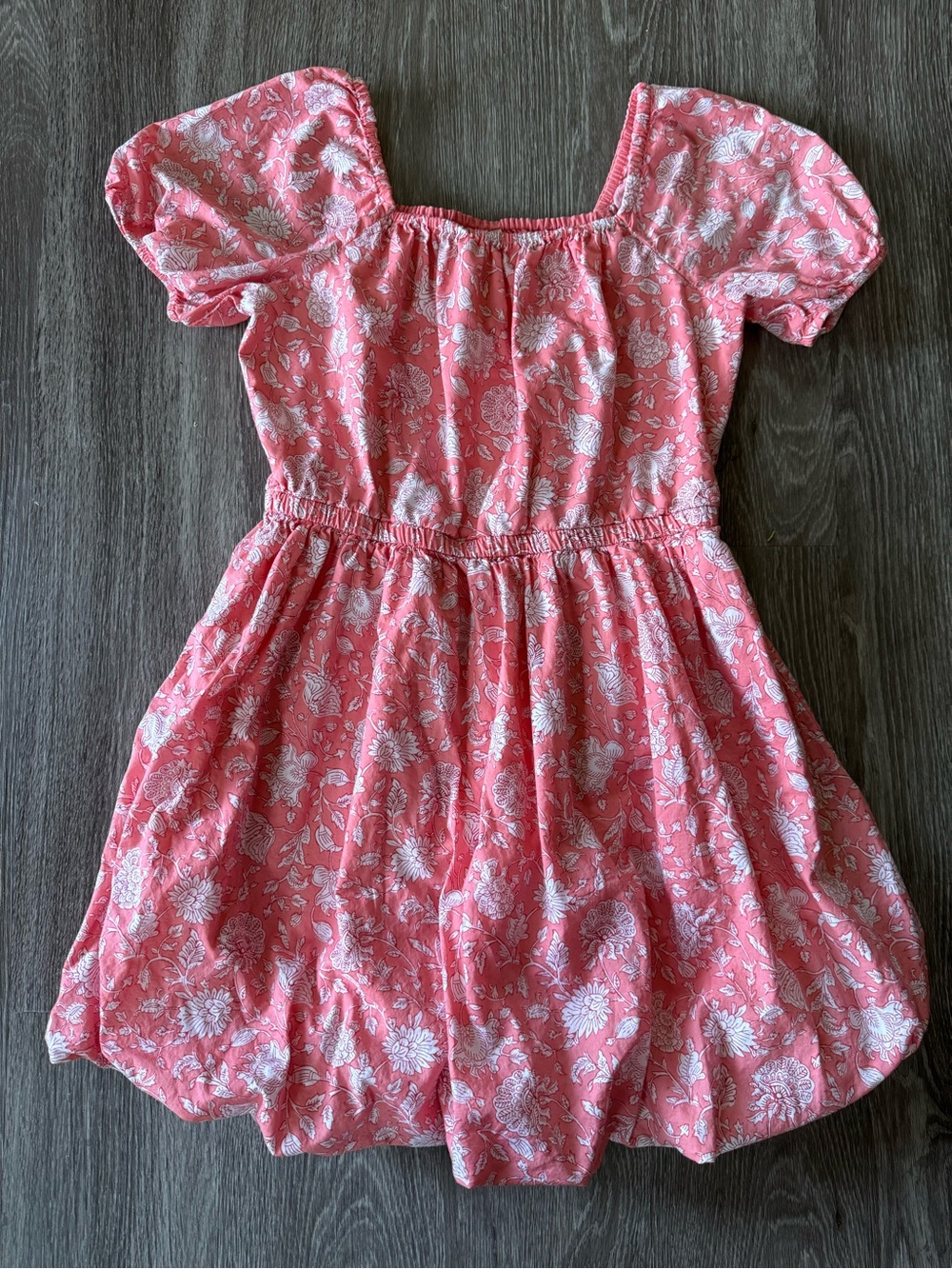 Crewcuts Girls Size 14 Pink Floral Cotton Puff Sleeve Dress Cottagecore Boho